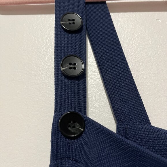 Halara Womens Waffle Knit Jogger Bib Overalls L Navy Jumpsuit Loungewear Comfy - Picture 4 of 8